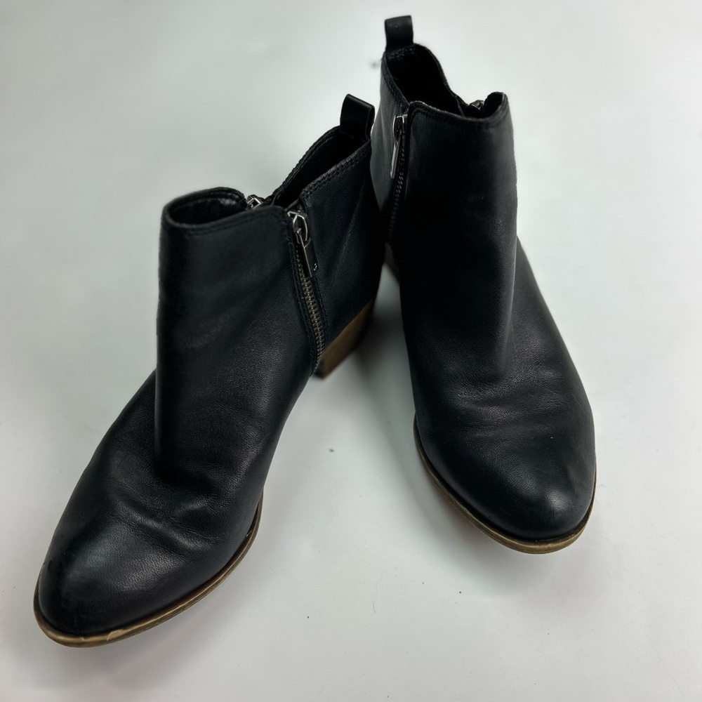 Black side zip booties from Lucky Brand, soft calf skin leather great for fall